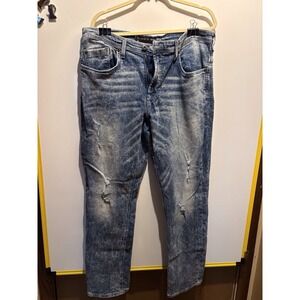 Buffalo Ethan Acid Wash Slim Straight Denim Jeans Men's Size 36x32 Deconstructed